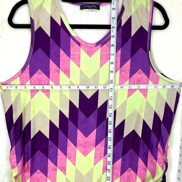 LOVEUDEAR 1XL Geometric Print Tank Top NWOT With Gathered Sides Stretchy Comf… - Picture 11 of 12